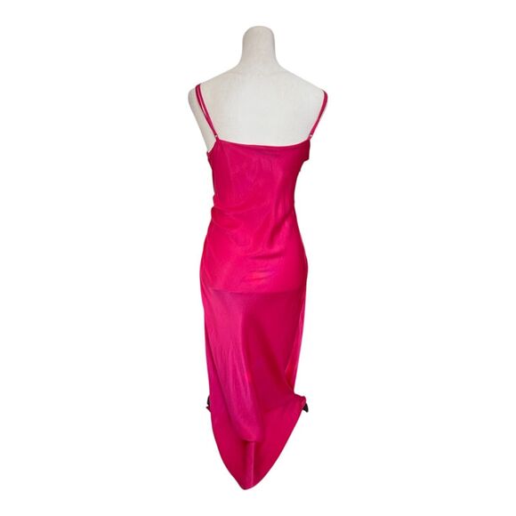 ZARA Draped Sexy Strappy Barbie Pink Midi Satin Slip Dress NWT Blogger Fav XL - Picture 10 of 16